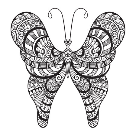 Doodle Butterfly, tattoo sketch,のイラスト素材