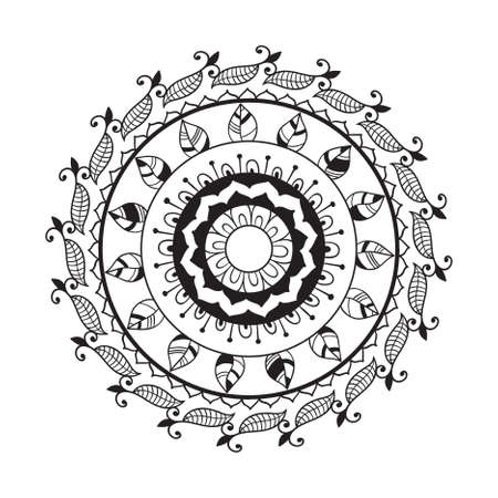 Vector Black Circle Mandalaのイラスト素材