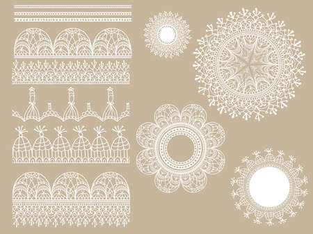 vector lacy scrapbook design elements: seamless brushea and napkinsのイラスト素材