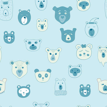 Vector Seamless Pattern with  Bearsのイラスト素材