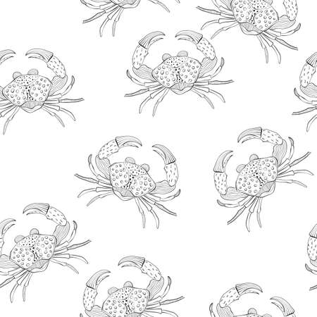 Vector Seamless Pattern with Crabs. Retro vintage style.のイラスト素材