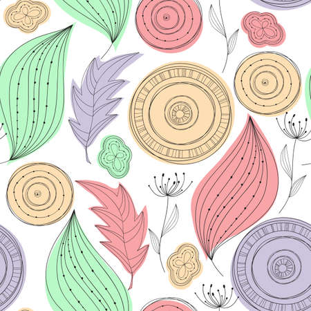 Vector Seamless Doodle floral patternのイラスト素材