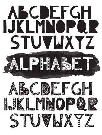 Vector latin doodle funny alphabets: can be used for banners, postcards, invitations etc.のイラスト素材