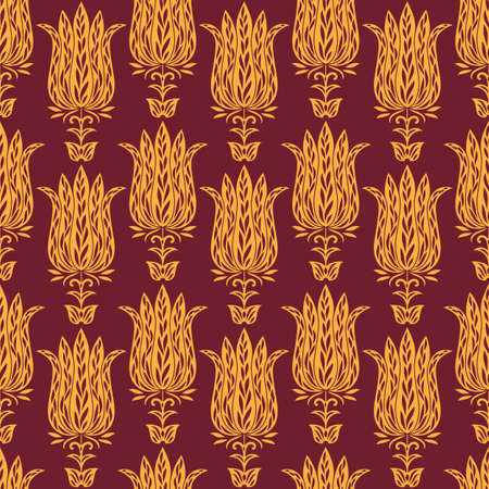 Vector Seamless Textile Pattern with Tulipsのイラスト素材