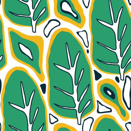 Vector floral tropical seamless Pattern. Scandinavian style. Summer bright designのイラスト素材