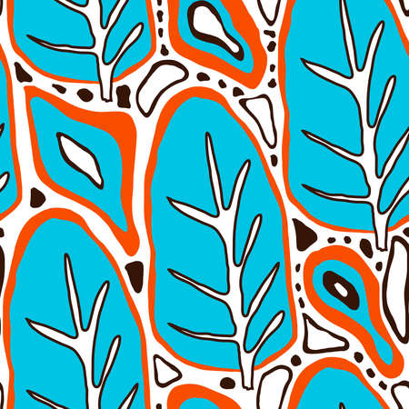 Vector floral tropical seamless Pattern. Scandinavian style. Summer bright designのイラスト素材