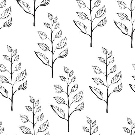 Vector Seamless Abstract Floral Pattern. Scandinavian Style. Monochromaticのイラスト素材
