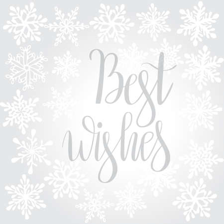 Vector winter background with snowflakes and "best wishes" letteringのイラスト素材