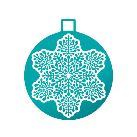 Vector Christmas  Winter Fir Tree Decoration. Snowflake Ballのイラスト素材