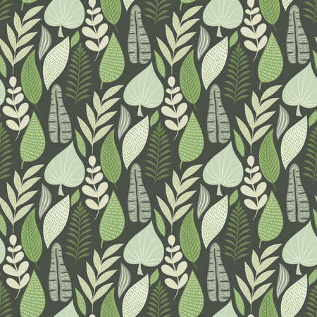 Vector Seamless Tough  Pattern with Flowers and Leaves.
