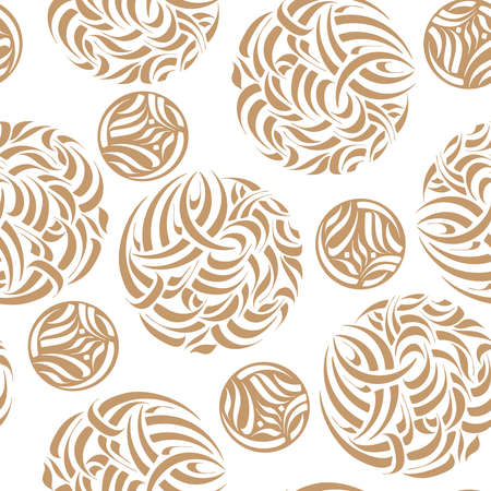 Vector Seamless Pattern wirh Christmas Balls. Hand Drawn Modern Digital Calligraphy. Golden christmas ballsのイラスト素材