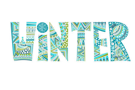 Vector Doodle Winter. Childish naive scandinavian style.のイラスト素材