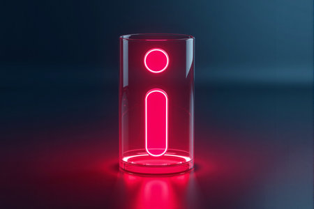 3d rendering of a red lit glass on a dark backgroundの素材