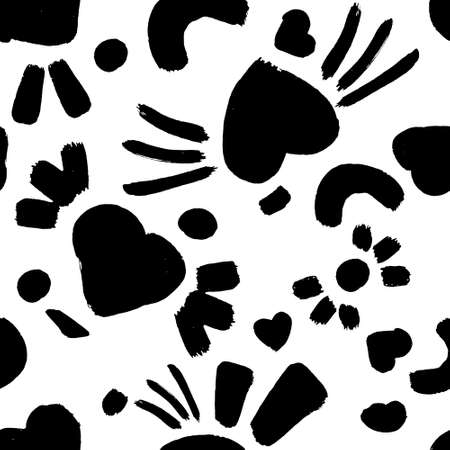 Black white grapfic heart patternの写真素材