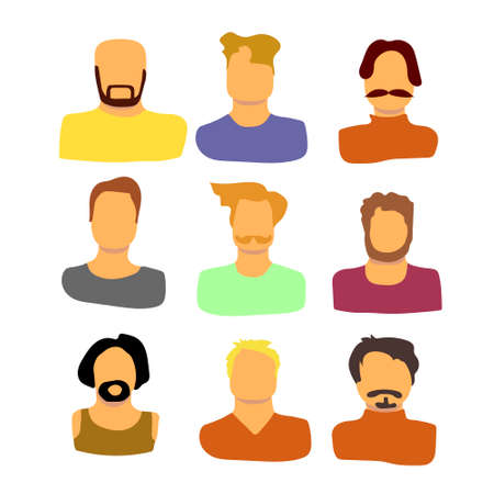 Men flat icon vector set