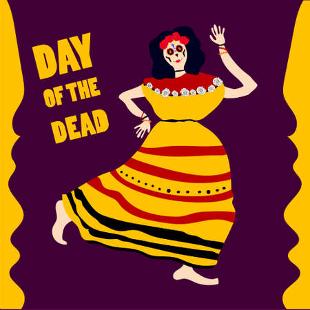 Day of the dead mexico vector sketch to postcardのイラスト素材