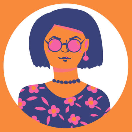 Vector color portrait of a woman with glassesのイラスト素材