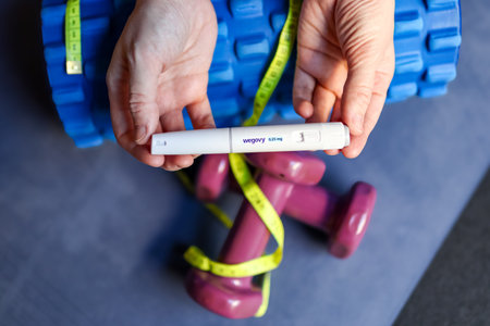 Wroclaw, Poland. January 5, 2026. Wegovy (semaglutide) weight loss injection pen held above...