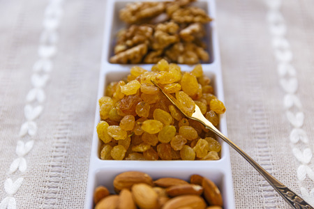 Set for tea in Azerbaijan,raisins,almonds,walnut,cashewの写真素材