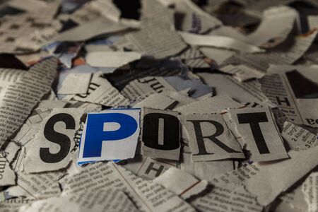 pieces of torn paper and titlesの写真素材