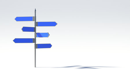 Metal pillar with signposts directionsのeditorial素材