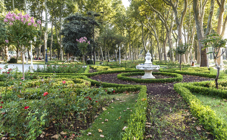 The design of the mall with a fountain in Gulhane Park.Istambulの写真素材
