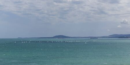 Sailing regatta in the Black Sea near Burgas.Bulgariaの写真素材