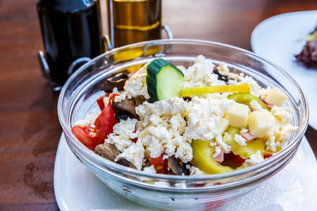 Ovcar salad served in restaurants in Bulgariaの写真素材