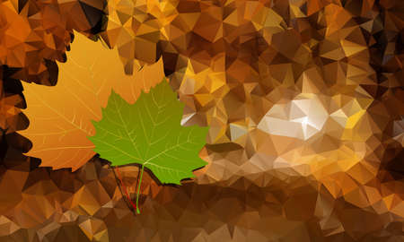 Abstract background is low poly with autumn leaves.Vectorのイラスト素材