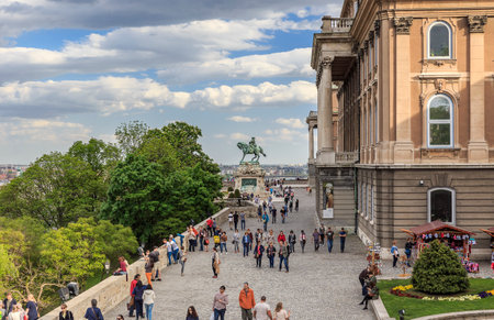 HUNGARY,BUDAPEST - APRIL 15,2016:The square in front of the former royal residence in Buda Castleのeditorial素材