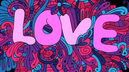 Abstract floral pattern with the word love.Vectorのイラスト素材