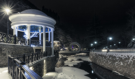 River Borzhomula in winter.Borjomi.Georgiaの写真素材