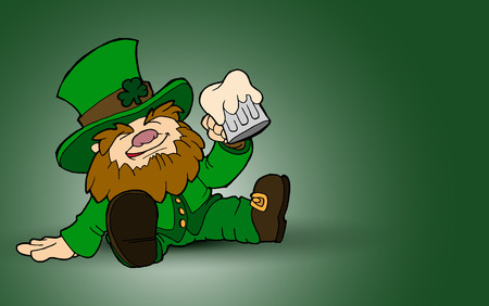 St. Patrick's character sitting on the floor with a mug of beer.Vectorのイラスト素材