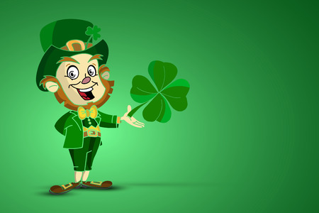 Character holding a St. Patrick's shamrock in hand.Vectorのイラスト素材