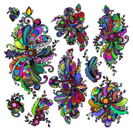 Set of abstract patterns on white backgroundのイラスト素材