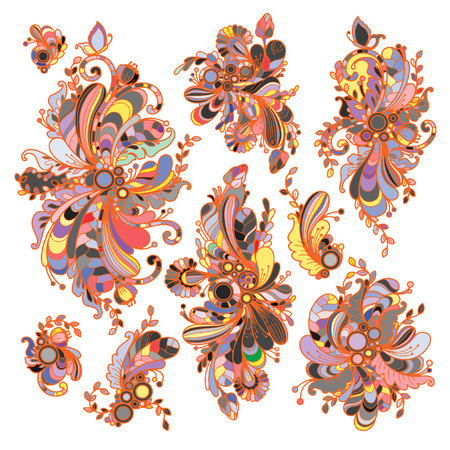 Set of abstract patterns on white backgroundのイラスト素材