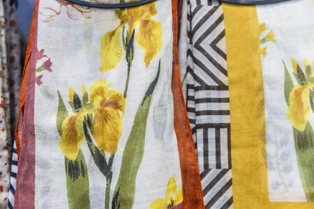 Multicolored scarves sold in the streets of Italy