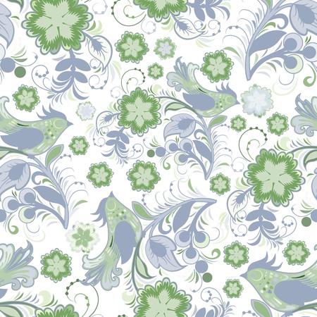Seamless repeating pattern of multi-colored birdsのイラスト素材