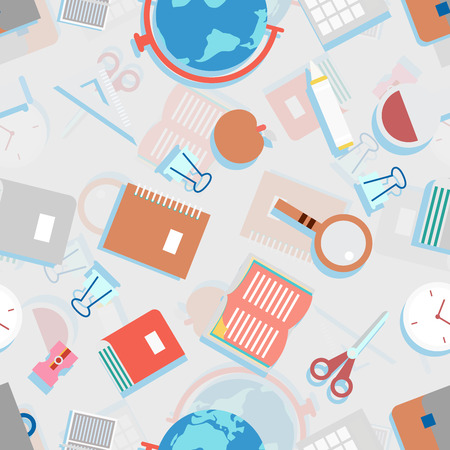 Seamless repeating pattern on school subjectsのイラスト素材