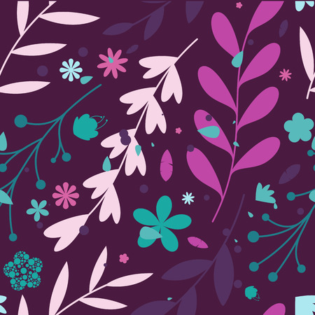 Seamless patterns with flowers and leaves.のイラスト素材