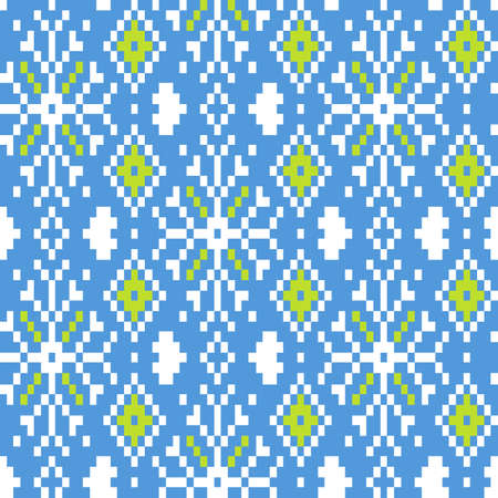 Seamless winter patterns with pixelsのイラスト素材
