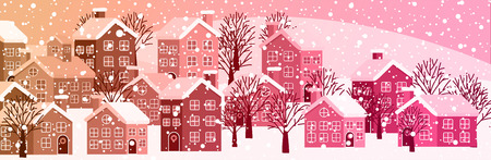 Winter cityscape bannerのイラスト素材