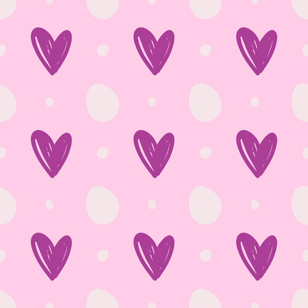 Seamlees Striped pattern and heartsのイラスト素材
