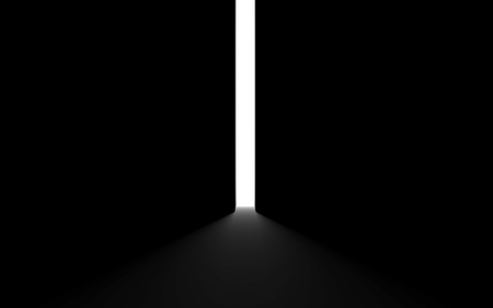 The open door to the future through which the light passes.3d renderの写真素材