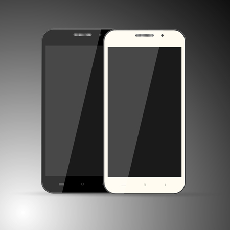 Photo realistic phones on a dark backgroundのイラスト素材