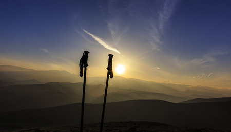 Beautiful sunset over the mountainsの写真素材