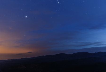The last light of the day in the mountains