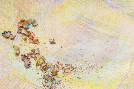 Strokes of colored pencils on the paperの写真素材