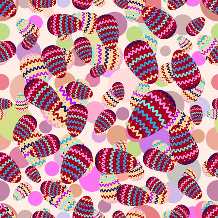 Seamless repeating pattern of Easter eggs and circlesのイラスト素材