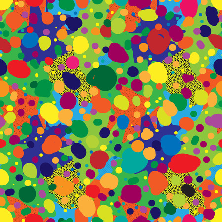 Seamless repeating pattern of multi-colored spots and dotsのイラスト素材
